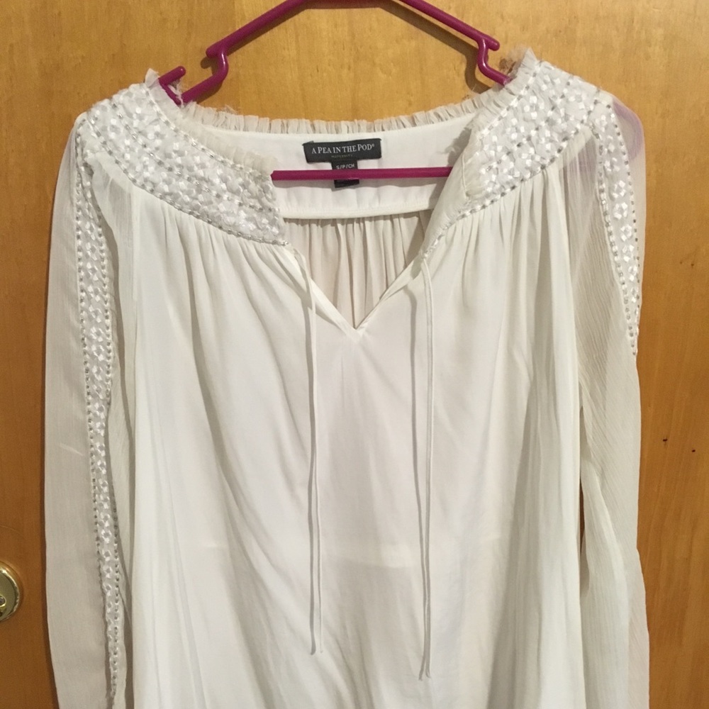 Embellished maternity blouse